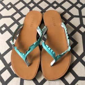 Guess leather flip flops